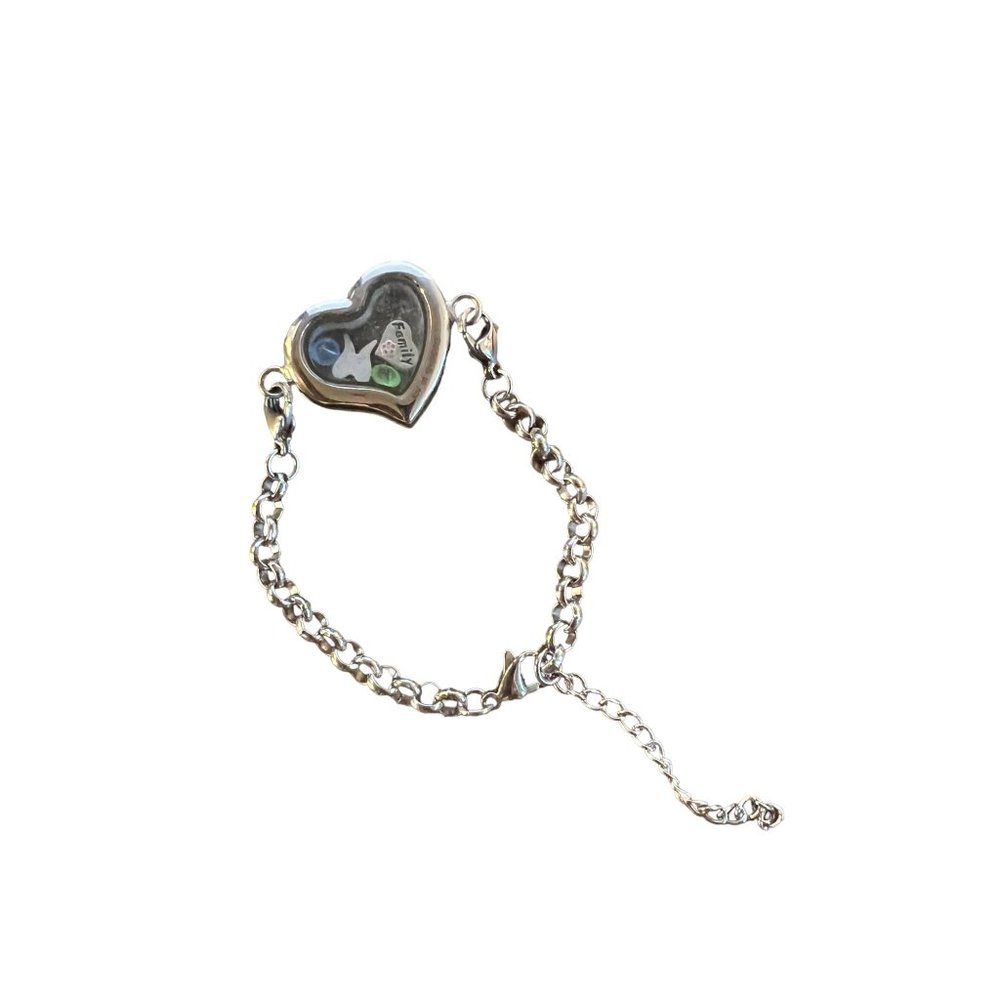 Joy of Shopping Dentist Assistant Tech Heart Floating Charm Bracelet Silver - Picture 4 of 13